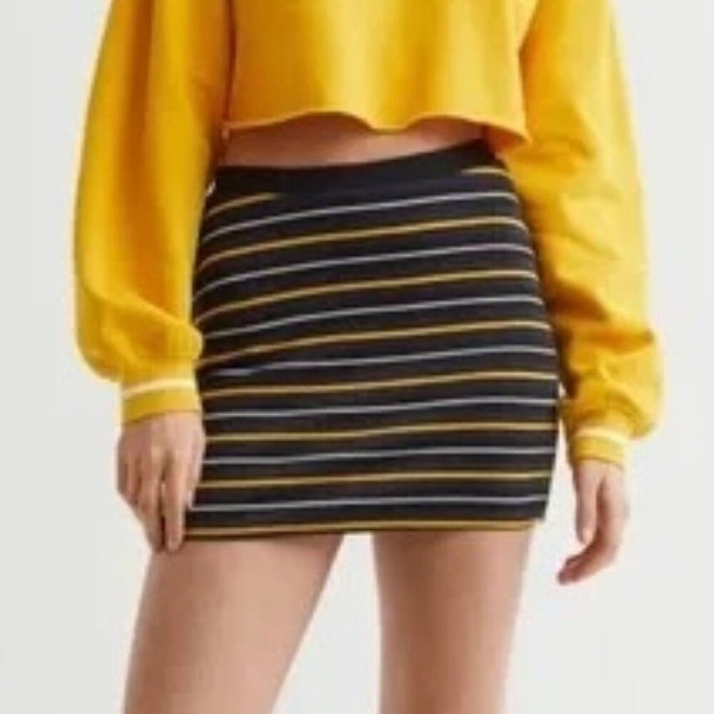 H&M Striped Blue and Yellow Mini Skirt